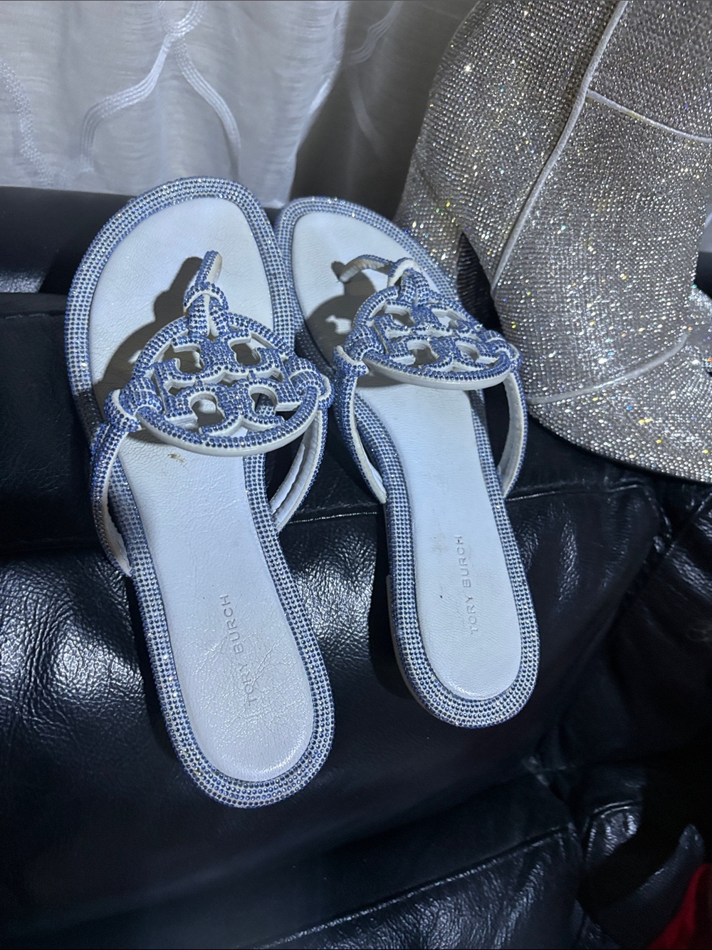 Tory Burch MILLER PAVÉ KNOTTED SANDAL- crystal Baby blue 💎Ju Ju Ice - Picture 8 of 12
